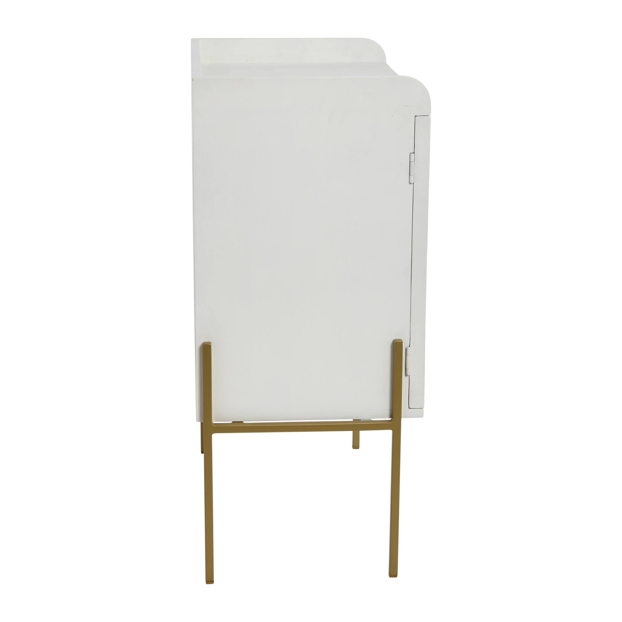 Hello Honey® 36" Boho Solid Wood Bar Cabinet with Metal Legs and Woven Cane Doors